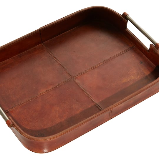 Brown Leather Rustic Tray Set
